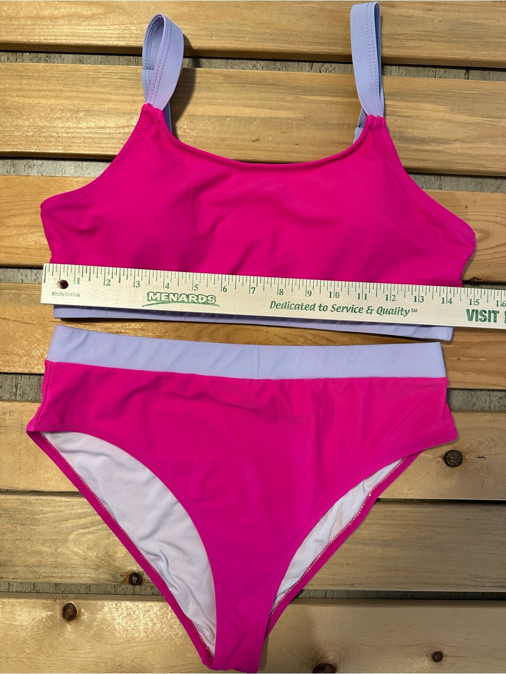 Bikini Suit Triangle Top Bikini Panties Scoop Neck Athletic Swimwear hot pink LG - Picture 7 of 8